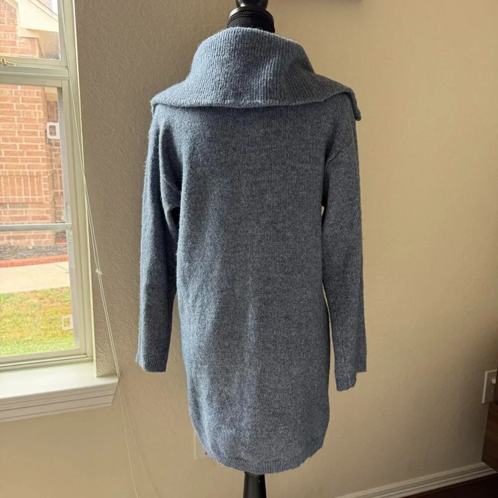 NWT All in Favor Sweater Dress gray-blue, high collar with zipper, size XS - Picture 4 of 16